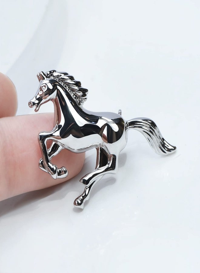 VVCome Vintage Handcrafted Horse Brooch and Lapel Pins Animal Breastpin Costume Accessories Jewelry Gifts for Men Women (Silver) - Image 3